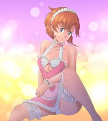 bare_legs bare_shoulders ginger higurashi higurashi_when_they_cry lingerie maid_apron pin_up rena_ryugu tipsyfrost