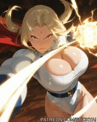 1girls ai_generated anime blonde_hair breasts brown_eyes fit naruto naruto_shippuden nsfw power_girl power_up tsunade