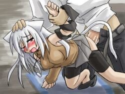 1boy1girl doggy_style female holding_head kugelschreiber male mashiro(ukagaka) mashiro_sensei nekomimi non-web_source penetration_from_behind spats ukagaka