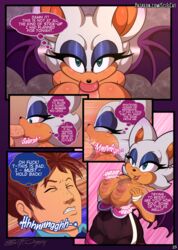 1boy 1boy1girl 1girls 2019 5_fingers animal_ears anthro anthrofied areola balls bat bat_wings between_breasts black_nose blowjob breasts brown_hair chiropteran cleavage closed_eyes comic duo english_text erect_nipples erection eyelashes eyeliner fellatio female hair half-closed_eyes human human_on_anthro humanoid_hands licking male mammal nipples open_mouth oral oral_penetration original_character outercourse page_25 paizuri patreon_username penetration penis rouge_the_bat scificat sega sex sonic_(series) sonic_team speech_bubble straight teeth text thought_bubble tongue tongue_out video_games white_fur white_hair wings