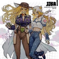 2girls genderswap_(mtf) gyro_zeppeli johnny_joestar jojo's_bizarre_adventure jojo_reference rule_63 steel_ball_run