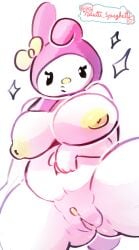 anthro ass ass_visible_through_thighs big_breasts big_nipples bunny_ears butt cute cute_girl dot_eyes female flower hello_kitty_(series) my_melody nautti_spaghetti onegai_my_melody pussy rabbit rabbit_ears rabbit_girl sanrio solo_female spread_legs thick thick_thighs thighs vagina white_background white_body white_fur yellow_areola yellow_nipples yellow_pussy