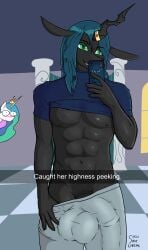 abs absurd_res alicorn animal_genitalia animal_penis anthro arthropod ball_bulge balls big_balls big_bulge big_ears big_penis blue_hair blush bulge cellphone changeling clothed clothing dark_body dark_skin detailed_background electronics equid equine equine_genitalia equine_penis fangs female friendship_is_magic genitals green_eyes hair hasbro hi_res horn horn_jewelry horn_ring huge_balls huge_bulge huge_cock humor jewelry male male/female mammal mirror_selfie my_little_pony mythological_creature mythological_equine mythology nipples penis phone princess_celestia_(mlp) pupils queen_chrysalis_(mlp) raised_clothing ring_(jewelry) rule_63 selfie silly slit_pupils smartphone smile smiling_at_viewer smug snapchat solo spesssmutcentral sportswear teeth tight_clothing voyeur wings