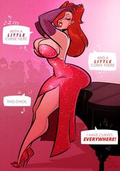 1girls big_ass big_breasts curvaceous curves curvy curvy_figure disney female heels high_heels hugotendaz jessica_rabbit legs public red_hair redhead side_slit sideboob single_slit_dress slit_dress thighs very_high_heels voluptuous who_framed_roger_rabbit wide_hips