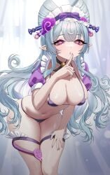 1girls bikini blue_hair breasts elf elf_ears elf_female female genshin_impact mihoyo pointy_ears purple_eyes sol yumemizuki_mizuki