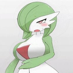 1:1 1girls 3_fingers ahe_gao alternate_breast_size animated anthro anthrofied armpits big_breasts blush blushing bouncing_breasts breast_expansion breasts cleavage clothed clothes clothing dress expansion eyebrows eyebrows_visible_through_hair eyelashes featureless_breasts female female_only gardevoir green_hair green_skin growth hair_over_one_eye half-closed_eyes huge_breasts humanoid large_breasts looking_at_breasts looking_away looking_down nintendo no_breasts no_nipples open_mouth pokemon pokemon_(species) pokemon_rse red_eyes rmtwo short_hair simple_background solo solo_female standing sweat sweating tears voluptuous white_skin