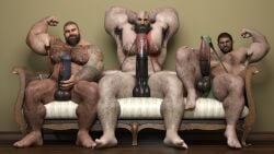 3d armpit armpit_hair armpits balls bara big_balls big_penis body_hair boner chris_redfield erection flexing god_of_war hands_behind_head horsecock human_with_animal_genitalia human_with_horsecock kratos male male_only muscles muscular nsfwmaker penis resident_evil