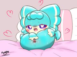 ameri_(cocotama) bed blush chibi female hi_res nyupu nyupu pillow solo sweat