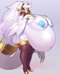 2025 anthro anthrofied areola belly big_belly big_breasts blue_areola blue_eyes blue_nipples blush boots breasts clothed clothing female footwear full-length_portrait fur generation_5_pokemon hands_on_own_breasts hi_res high_heeled_boots high_heels huge_belly huge_breasts hyper hyper_belly legendary_pokemon legwear mostly_nude nintendo nipples odisia pokemon pokemon_(species) pokemorph portrait pregnant pregnant_anthro pregnant_female reshiram shoes solo tail thick_thighs thigh_boots thigh_highs verity_(e1lumi) white_body white_fur white_tail