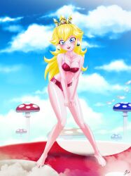 1girls bra female female_only female_solo lingerie mario_(series) mauroz panties princess_peach solo solo_female solo_only super_mario_bros. underwear