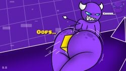 1boy before_fart big_ass big_butt blue_eyes cube_4_(geometry_dash) demon easy_demon face_in_ass freckles_on_ass geometry_dash horns huge_ass huge_butt male purple_body purple_skin robtopgames sci-salandre sharp_teeth top_ten_photos_taken_before_disaster