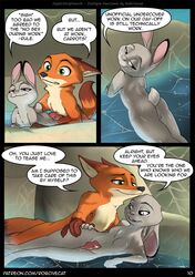 2019 anthro ass breasts canid canine comic disney english_text erection female flat_chest fox judy_hopps lagomorph male mammal nick_wilde nude page_10 penis pussy rabbit robcivecat sex small_breasts text thigh_sex water wet zootopia