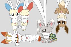 anthro balls bondage eevee furry generation_1_pokemon generation_2_pokemon generation_3_pokemon generation_5_pokemon generation_8_pokemon hi_res male male_only minccino minun penis plusle pokémon_(species) pokemon pokemon_(species) restrained scorbunny spinarak tagme web zxc14