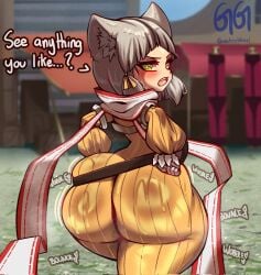 big_ass cat_ears catgirl gigantic_ass greatestgori nia nia_(xenoblade) nintendo solo sweat sweating sweaty sweaty_butt wobbling_ass xenoblade_(series) xenoblade_chronicles_2