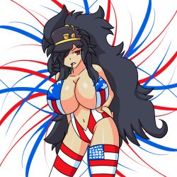 1girls 2018 4th_of_july american_flag american_flag_bikini black_hair daidouji_(senran_kagura) iggy-bomb large_breasts marvelous senran_kagura solo