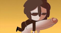 dark_hair floating fnafhs fnafhs_z3ro fred_(fnafhs) grey_skin horndyng_(artist) huge_balls huge_cock male_only penis_size_difference screenshot_edit small_but_hung smaller_male sole_male tagme toony