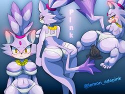 alternate_costume artist_name ass big_ass big_breasts blank_background blaze_the_cat blush blushing bra breasts bubble_butt dildo forehead_jewel large_ass large_breasts lemon_adepink looking_at_viewer looking_back masturbation necklace panties sex_toy sonic_(series) thick_thighs wide_hips