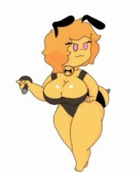 animated animated anthro bee bee_(honeygoldenbee) big_breasts cleavage friday_night_funkin friday_night_funkin_mod honeygoldenbee insects leotard microphone smile