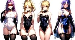 2024 4girls ai_generated artoria_pendragon fate_(series) kxy medea_(fate) medusa_(fate) mordred_(fate) upscaled wallpaper