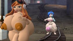 2futas 3d 8bitmark areolae balls beer breasts duo flaccid futa_only futanari gigantic_penis gigantic_testicles hrjj huge_ass huge_breasts huge_cock human human_meggy light-skinned_futanari light_skin meggy_spletzer nipples nude penis poggers smg4 source_filmmaker standing tagme tari_(smg4) thick_thighs wide_hips