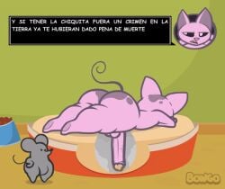 animated ass big_butt big_penis bonguitoweon duo felid feline feral genitals jiggling kid_vs._kat male mammal mouse mr._kat murid murine penis rodent spanish_text text thick_thighs translation_check translation_request wiggle