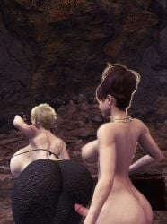 cum_on_body female futanari handler_(monster_hunter_world) huge_ass huge_breasts tomboy