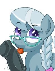 2016 animal_genitalia animal_penis cub earth_pony equid equine equine_genitalia equine_penis erection eyewear female feral friendship_is_magic glasses grey_hair hair hasbro horse horsecock male male/female mammal my_little_pony penis pony purple_eyes silver_spoon_(mlp) tongue tongue_out vsdrawfag young