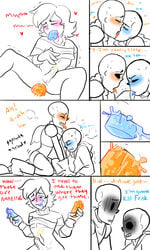 anal anal_sex blowjob comic_page cum cum_in_ass cum_in_mouth cum_inside detachable_penis ectoplasm frisk humping male male_only nsfwshamecave papyrus sans undertale