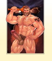 armpit_hair balls bara beard big_balls big_penis body_hair boner erection facial_hair male male_only man-at-arms masters_of_the_universe masters_of_the_universe_revelation muscles muscular nude penis robertsilva2019 solo solo_male