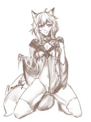 absurd_res ania_(fu8) animal_humanoid arctic_fox breasts bunny_and_fox_world canid canid_humanoid canine canine_humanoid clothed clothing female fox fox_humanoid fur hair hi_res humanoid kneeling lingerie mammal nipples nude pussy sketch skimpy vinsuality