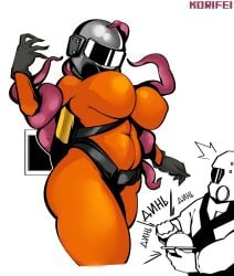 ass belly belly_button big_ass big_breasts bodysuit breasts bubble_butt butt chubby chubby_female company_monster_(lethal_company) employee_(lethal_company) female gloves helmet hips huge_breasts jeb_(lethal_company) korifei large_breasts lethal_company mask masked_female tagme tentacle tentacles thighs tight_clothing