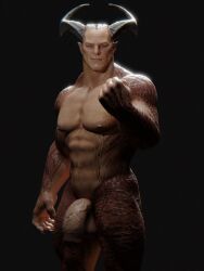 1boy 2_horns 3d abs animal_humanoid balls dragon dragon_humanoid general_shao genitals hi_res horn humanoid male male_only mortal_kombat mortal_kombat_1_(2023) muscular muscular_humanoid muscular_male nipples pecs penis scales scalie shao_kahn solo solo_male vein veiny_penis voluox yaoi