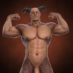 1boy 2_horns 3d abs animal_humanoid cupidonart dragon dragon_humanoid general_shao genitals hi_res horn humanoid male male_focus male_only mortal_kombat mortal_kombat_1_(2023) muscular muscular_humanoid muscular_male nipples pecs penis scales scalie shao_kahn solo solo_male vein veiny_penis yaoi