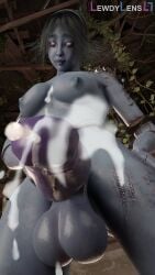 3d cum cum_on_screen dbd dead_by_daylight futa_only futanari lewdylens low-angle_view rin_yamaoka source_request tagme the_spirit_(dead_by_daylight)