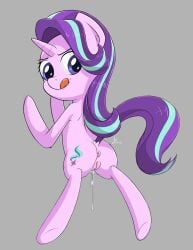 1girls 2016 ass blue_eyes cutie_mark equid equine female female_only feral feral_only friendship_is_magic fur furry furry_only grey_background hair hasbro hooves horn mammal my_little_pony pink_body pink_fur purple_hair pussy simple_background solo starlight_glimmer tail unicorn vsdrawfag