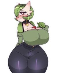 5hitzzzu big_breasts boombita breasts collar female female_only funcu funculicious gardevoir heart-shaped_pupils huge_breasts jeans meatcuteshii pants pinkbobatoo pokemon pokemon_(species) skiddioop solo_female stereodaddy thick_ass tight_pants white_background wide_hips