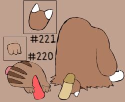 2_toes 3_toes ambiguous_gender claws digital_media_(artwork) feet feral foot_fetish foot_play footjob generation_2_pokemon group hi_res id_number male nintendo piloswine pokemon pokemon_(species) quadruped secretsableye sex simple_background swinub toes two-footed_footjob