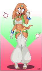 1girls anthro belly_dancer belly_dancer_outfit blue_eyes cleavage dancer dancer_outfit echidna hand_wraps harem_girl harem_outfit high_heels hornedram large_breasts orange_fur orange_hair sega sonic_(series) sonic_adventure sonic_the_hedgehog_(series) tikal_the_echidna tubetop vest voluptuous