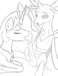 2016 alicorn arthropod bodily_fluids changeling crown cum cumshot ejaculation equid equine female friendship_is_magic genital_fluids genitals hasbro horn male mammal my_little_pony penis princess_celestia_(mlp) thorax_(mlp) tongue tongue_out vsdrawfag wings