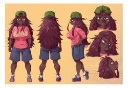 bandaid big_breasts character_sheet dark-skinned_female dark_skin full_body fully_clothed lukex8a penny_(lukex8a) shorts