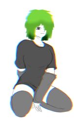 boobs eraoriginal green_hair no_background oc original_character pale_skin rule_63 solo white_background white_skin