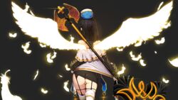 1girls dungeon_and_fighter dungeon_fighter_online exposed_pussy female female_crusader_(dungeon_and_fighter) female_only happening18 landscape pussy skirt_lift stockings wings