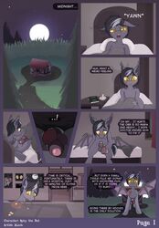 ! alonio animal_genitalia anthro ballbusting balls bat bat_pony bulge chiropteran cock_and_balls_torture comic equid equine fan_character furry hasbro hi_res horse hybrid male mammal my_little_pony penis pony sheath tagme text