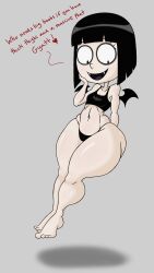! 1girls 2020s 2024 4_toes ass ass_visible_from_the_front batman_symbol batwings belly belly_button big_ass big_butt big_eyes big_thighs bite_mark_on_neck bite_marks black_hair blush bob_cut bottom_heavy bottomwear bra dialogue english english_dialogue english_text fangs feet female female_only flat_chest flat_chested floating ghostlydoodles glistening glistening_body glistening_butt glistening_hair glistening_skin glistening_thighs grey_background hand_behind_ass hand_on_cheek hand_on_face hand_on_own_cheek hand_on_own_face large_thighs looking_down mouth navel oc open_mouth original original_character pale-skinned_female pale_skin panties pointy_nose pussy_line raised_eyebrows samantha_(the_booregards) shadow shiny shiny_ass shiny_belly shiny_face shiny_hair shiny_skin shiny_thighs short_hair simple_background small_breasts spookyryder text the_booregards thick_thighs thigh_focus thighs thunder_thighs tongue tummy vampire vampire_girl wide_hips ❤️