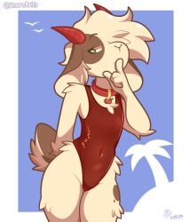 anthro anthro_only background femboy furry goat hoodie legwear no_humans non-human non-human_only solo twitter_username zarckets