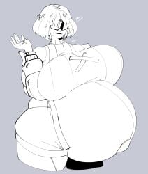 1girls behemaid epic_games evie_(fortnite) female female_only fortnite fortnite:_battle_royale huge_belly huge_breasts hyper hyper_breasts hyper_pregnancy monochrome pregnant pregnant_female short_hair summitseeker_evie_(fortnite) thick_thighs tinted_eyewear yeehawt0wn