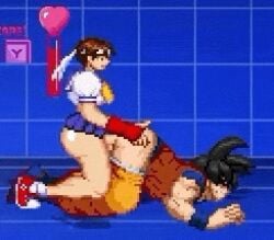 1boy 1futa anal anal_sex animated bandana big_ass big_penis black_hair blue_background boots bouncing_ass brown_hair capcom clothed_sex crossover cum cum_in_ass cum_inside doggy_style dragon_ball_(series) dragon_ball_super dragon_ball_z enjoying futa_on_male futa_penetrating_male futadom futanari game gif gloves half_naked hand_on_butt impregnation inside_view loop m.u.g.e.n male_penetrated malesub mpreg mugenfutacharsmaker muscular_female muscular_male older_male penetration pixel_animation pixel_art sakura_kasugano school_uniform schoolgirl sex shoes short_hair short_playtime son_goku sperm_cell street_fighter tagme womb x-ray younger_futanari