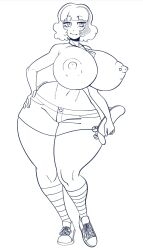 big_breasts bustykaito commission huge_ass huge_breasts jackie_lynn_thomas monochrome nipple_piercing single_nipple_piercing single_nipple_ring skateboard sneakers star_vs_the_forces_of_evil teenager topless wide_hips