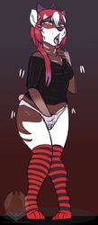 2019 ahe_gao anthro blush breasts clothed clothing female fur grumpy_griffin_creations_(artist) hair hi_res legwear looking_pleasured masturbation open_mouth orgasm simple_background socks solo tongue tongue_out underwear white_fur