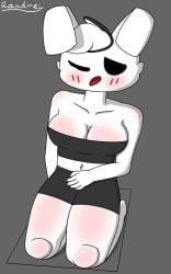 artist_logo artist_name artist_signature bra breasts bunny_ears femgram furry_female furry_only geometry_dash randrel shorts text white_fur